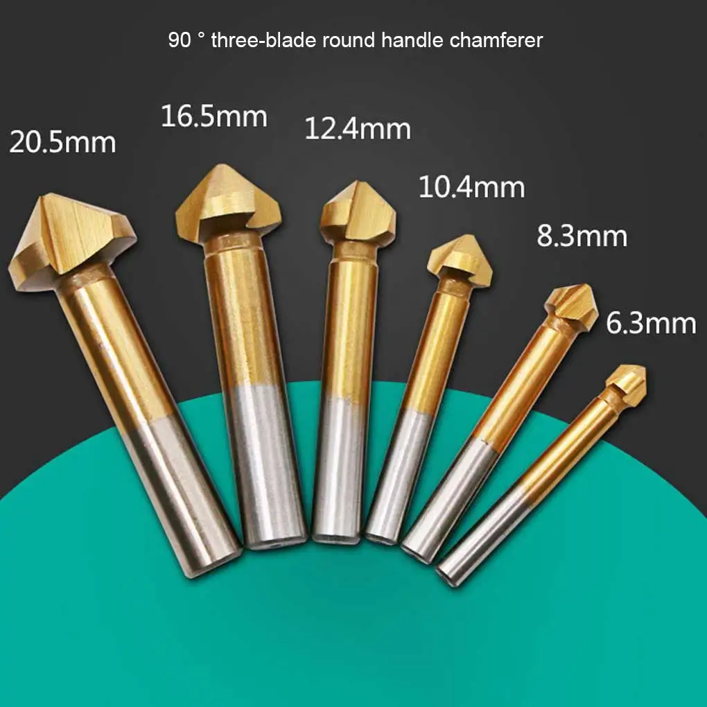 

High speed steel titanium plated three blade fully ground chamfering knife90°hole expansion deburring countersunking chamfering