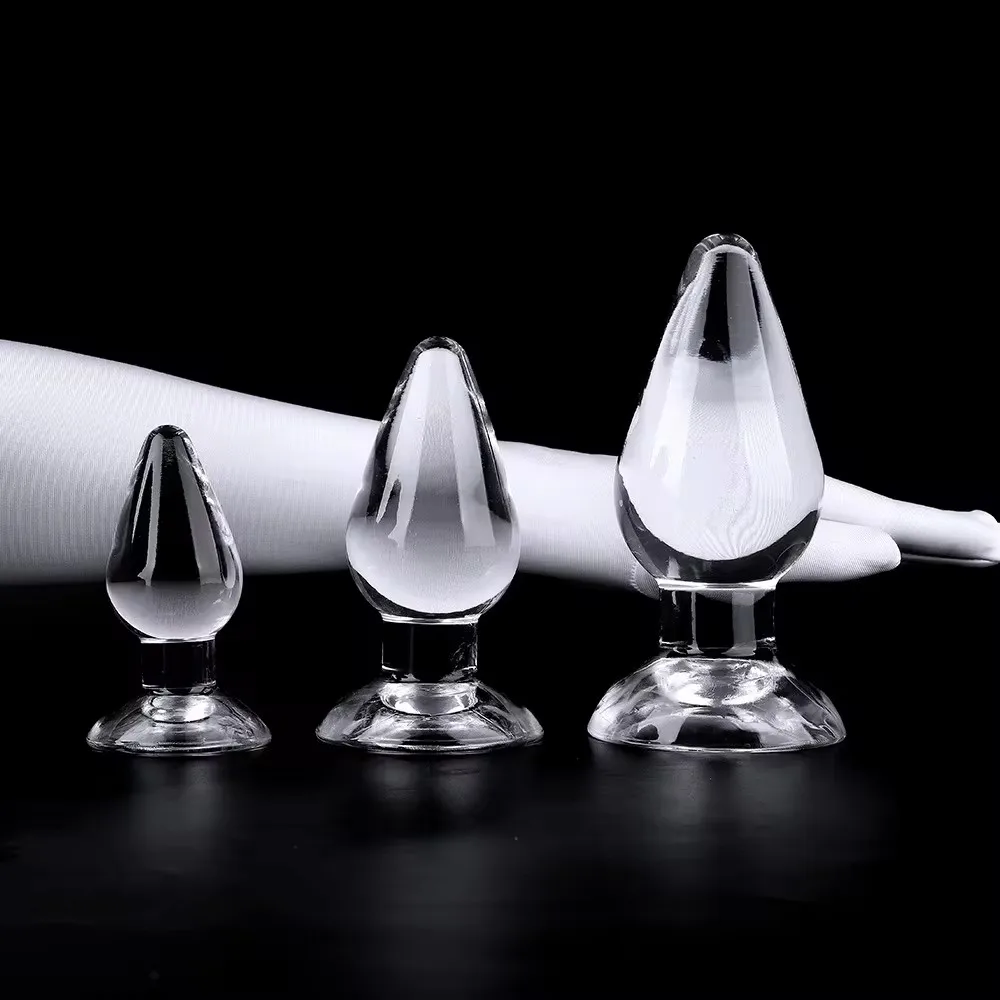 Big Mac Posterior Anal Plug Large, Medium, and Small Three piece Set of High Transparent Crystal Ball Posterior Plug