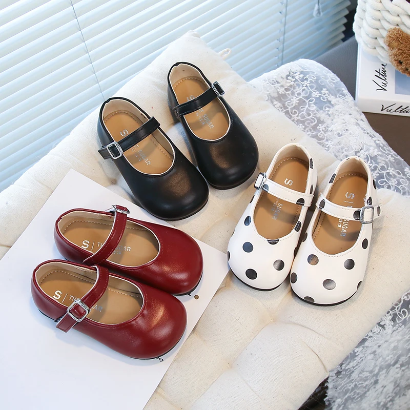 

Kids Flat Shoes Round Toes Korean Style Children Leather Shoes Versatile 2025 Autumn New Girls Princess Casual Shoes Soft Bottom