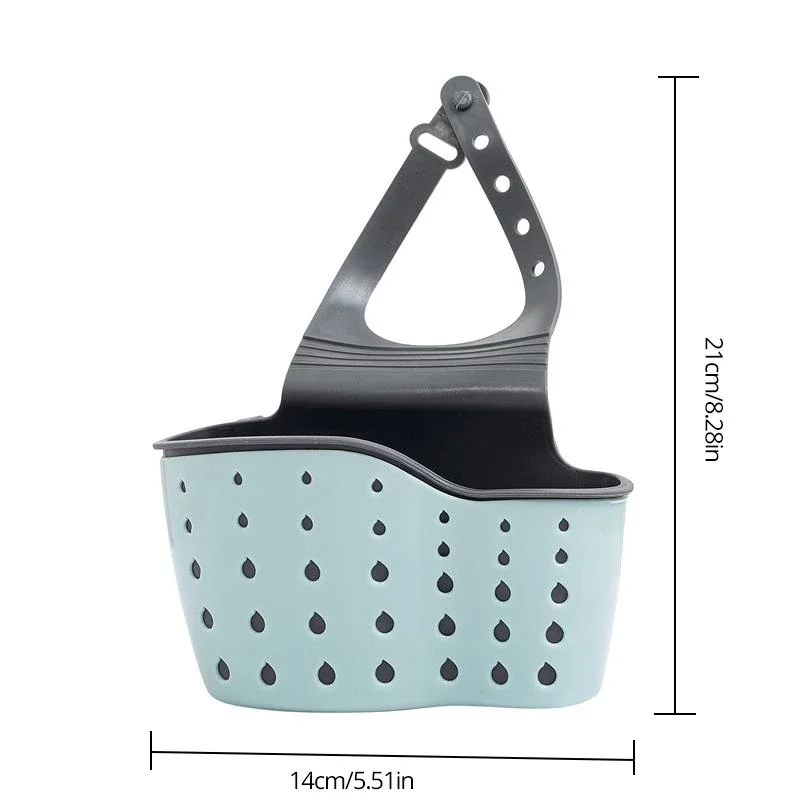 1Pc Sky Blue Creative Sink  And Drainage Rack Hanging Bag Kitchen Faucet Adjustable  And Hanging Basket Drain hair catcher