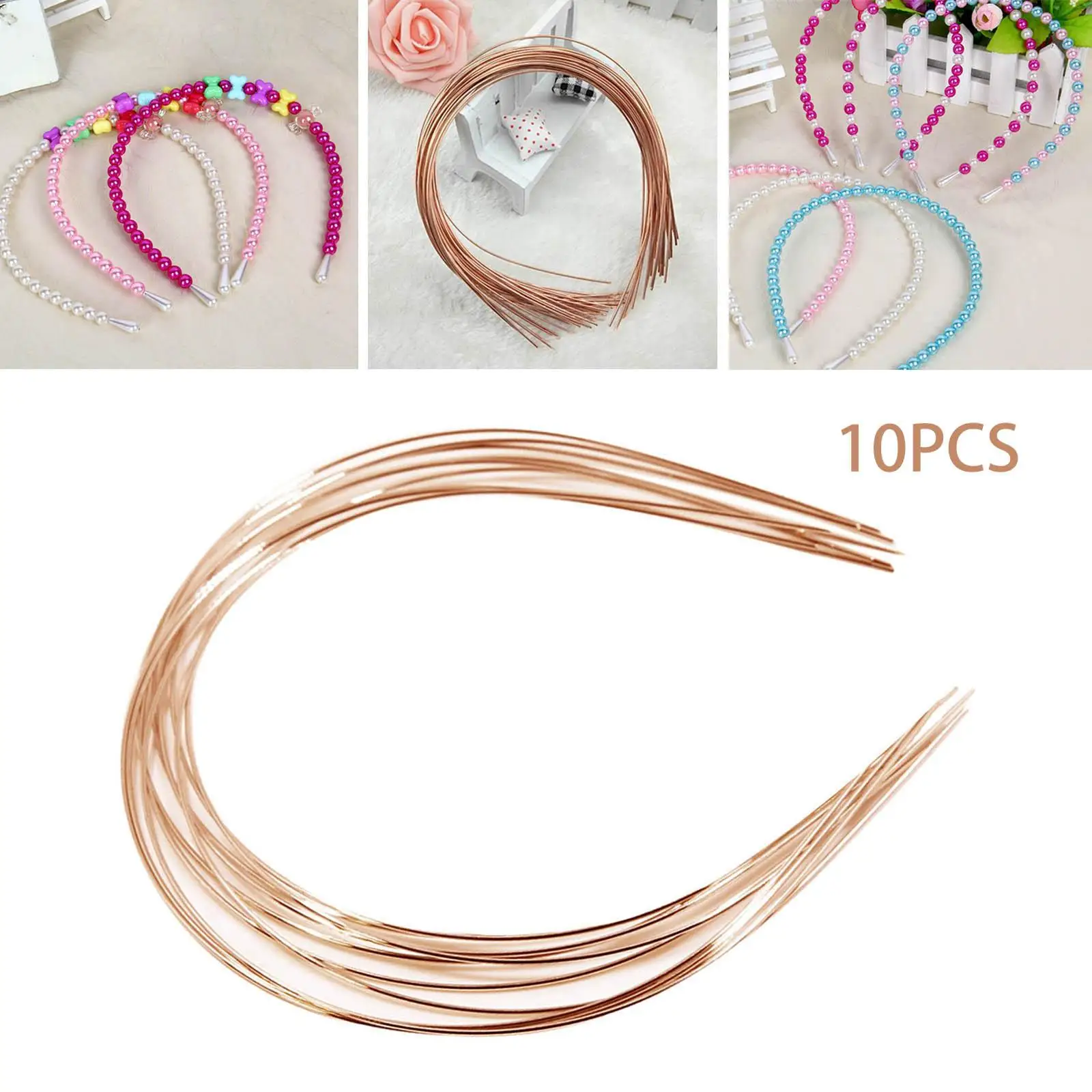 10Pcs Metal Hair Hoop Wire Frame Hairband No Teeth Blank Headband Base for Fascinators Hat Beading Daily Use Artificial Flower