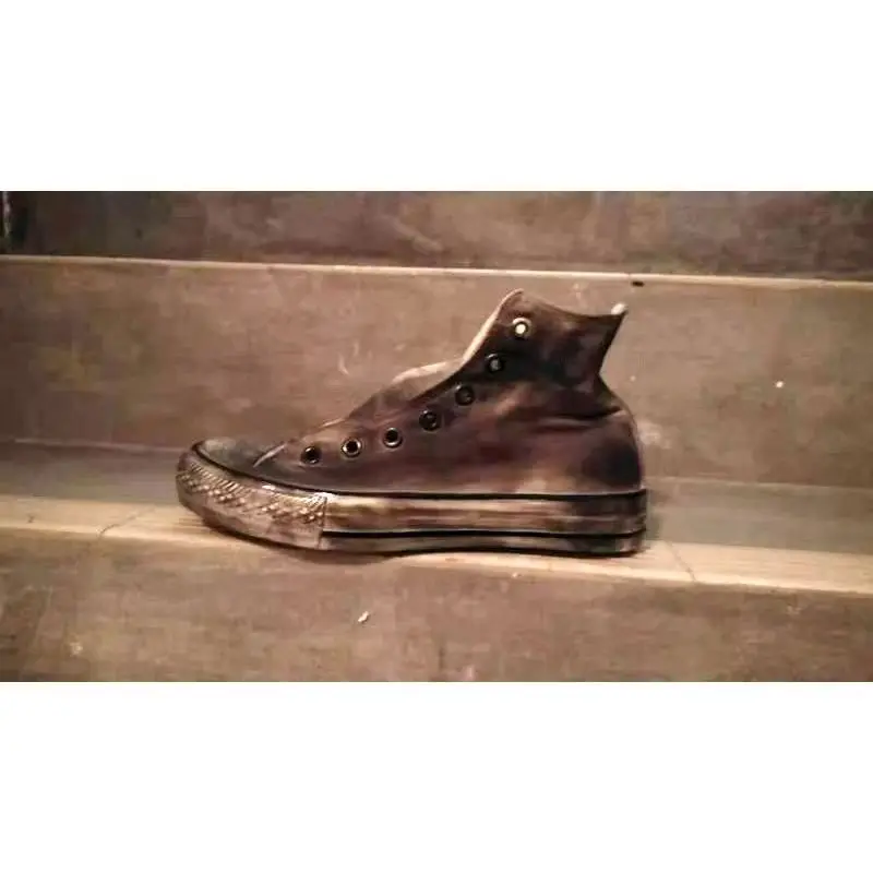 

Handcrafted vintage and aged high-top canvas shoes large-sized men's and women's hip-hop punk sneakers 35-44