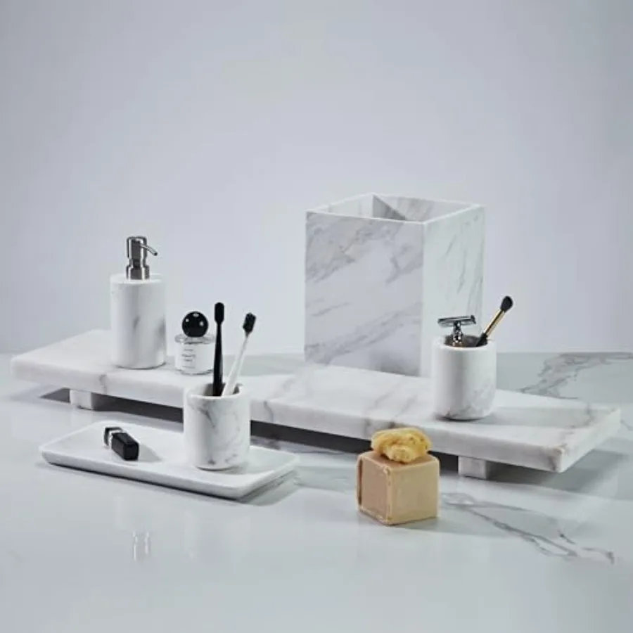 Cestino per rifiuti in marmo bianco naturale, robusto cestino per rifiuti quadrato in pietra con cestino portaoggetti domestico durevole e decorativo con strutturazione unica