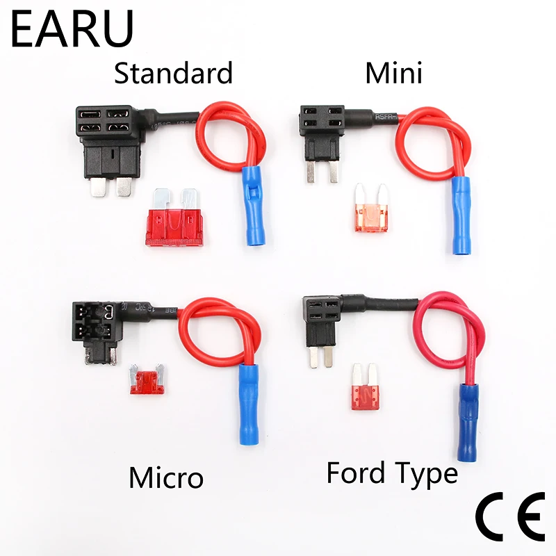 Fusível automático da lâmina de ford atm apm com o fusível do carro da lâmina 10a com suporte adaptador da torneira do add-um-circuito do suporte do fusível 12v micro mini padrão