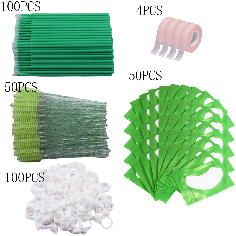 Ensemble de fournitures d'extension de cils, Micro brosse, bande, anneau de colle, tampon pour les yeux, applicateur de Mascara jetable, outil pour cils, vente en gros