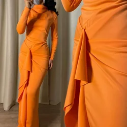 Customized  Prom Gown Long Sleeve Solid Color Formal Style Evening Party Dresses Exquisite High Quality Occasion Gowns for Women