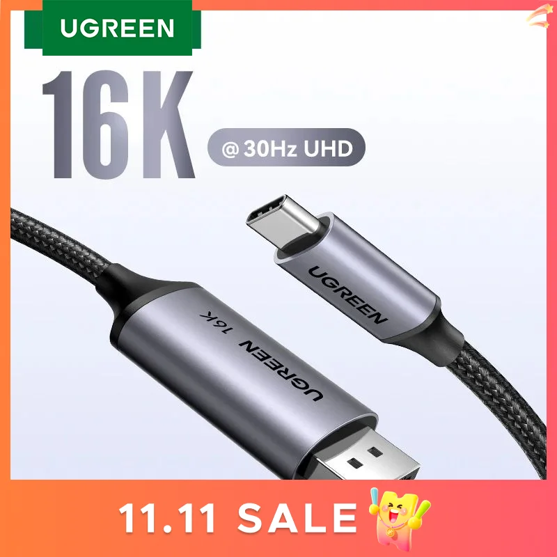 

Кабель UGREEN с USB C на 16K Displayport 2,1 Для MacBook Pro/Air 6K @ 30Hz 8K @ 60Hz Thunderbolt 3/4 40 Гбит/с Тип C на 16K DP 2,1