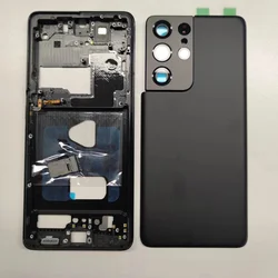 For Samsung Galaxy S21 ultra 5G full housing case middle frame glass backshell door cover back with camera lens repair parts