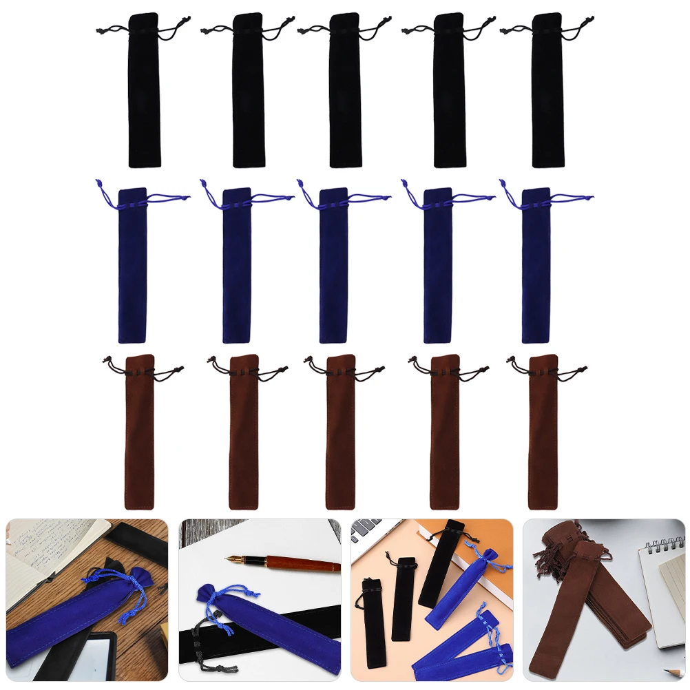 15 قطعة حقيبة المحمولة حقيبة برباط لتخزين قلم حبر هدية التعبئة والتغليف الوبر الحرة مقاومة للخدش القلم الحقائب حامل #3