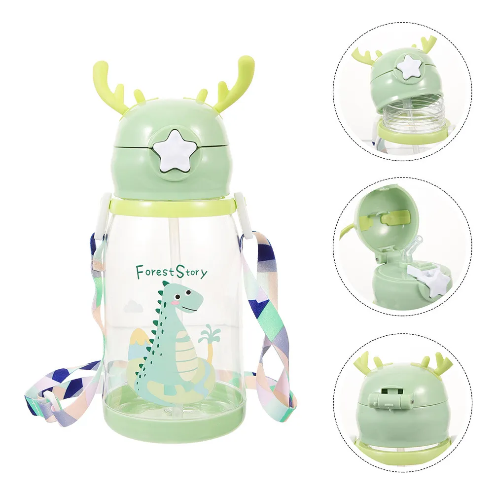 2pcs Kids Water Bottles with Straw Lid – Leakproof, Spill-Proof Plastic Cups for School, Travel, Camping, Hiking
