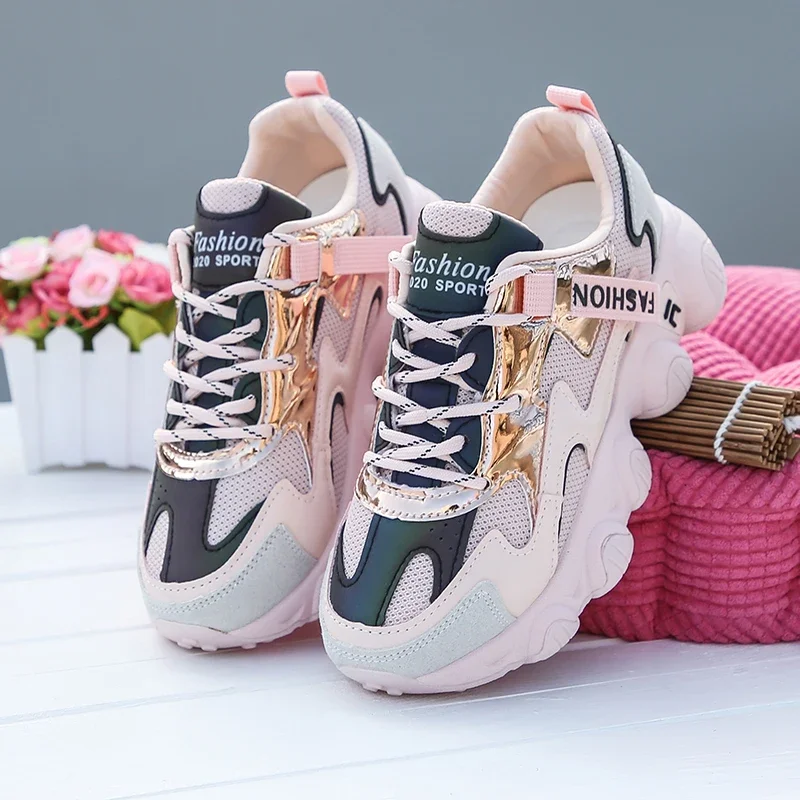 2023 Tennis Shoes for Women Light Breathable Female Sport Trainer Shoes Non-slip Basket Sneakers Lace-Up Casual Platform Shoes