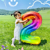 40inch New Rainbow 1 2 3 4 5 6 7 8 9 Gradient Number Foil Balloons Birthday Party Decor Children's Toy Baby Shower Helium Globos