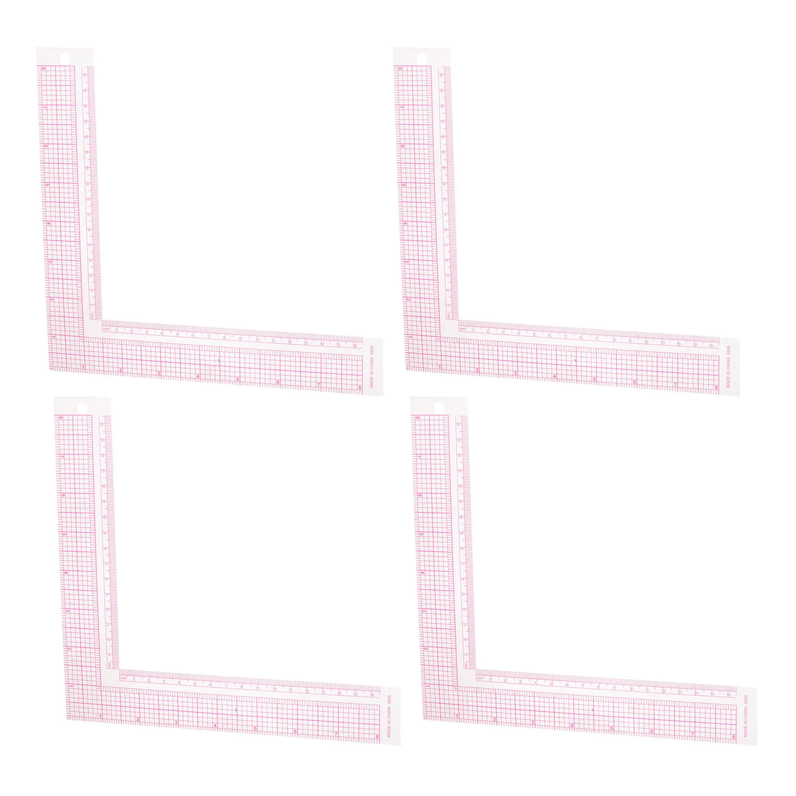 4Pcs Clothing Design Ruler L Shape Precision Sewing Measure Ruler Pattern Drafting Tailoring Accessories Clear Plastic Set