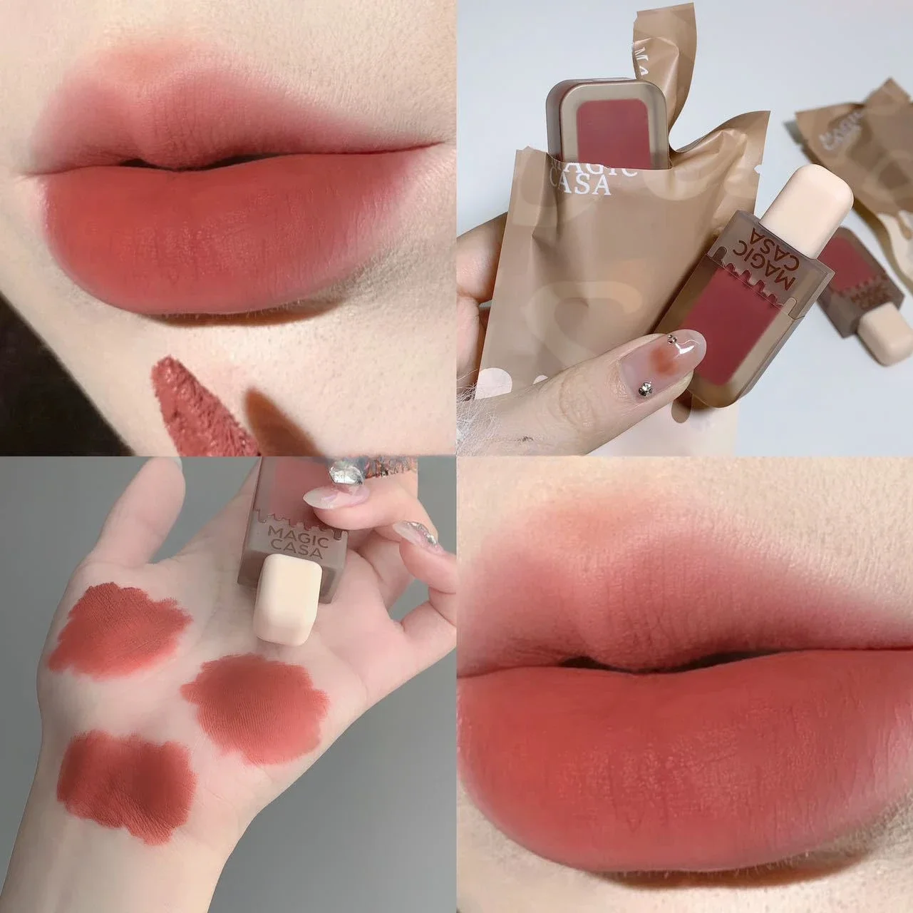 Lápiz Labial de helado de terciopelo mate, brillo de labios duradero, lindo maquillaje coreano impermeable, Hidratante Labial Mineral, tinte cosmético