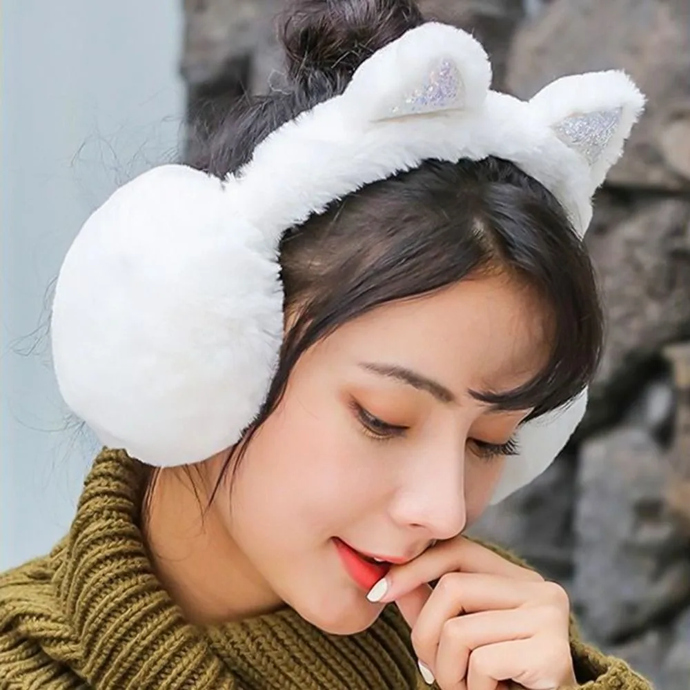 Fashion Plush Ear Muff Cold Protection Glitter Cat Ear Ear Cover Keep Warm Ear Protectors Winter