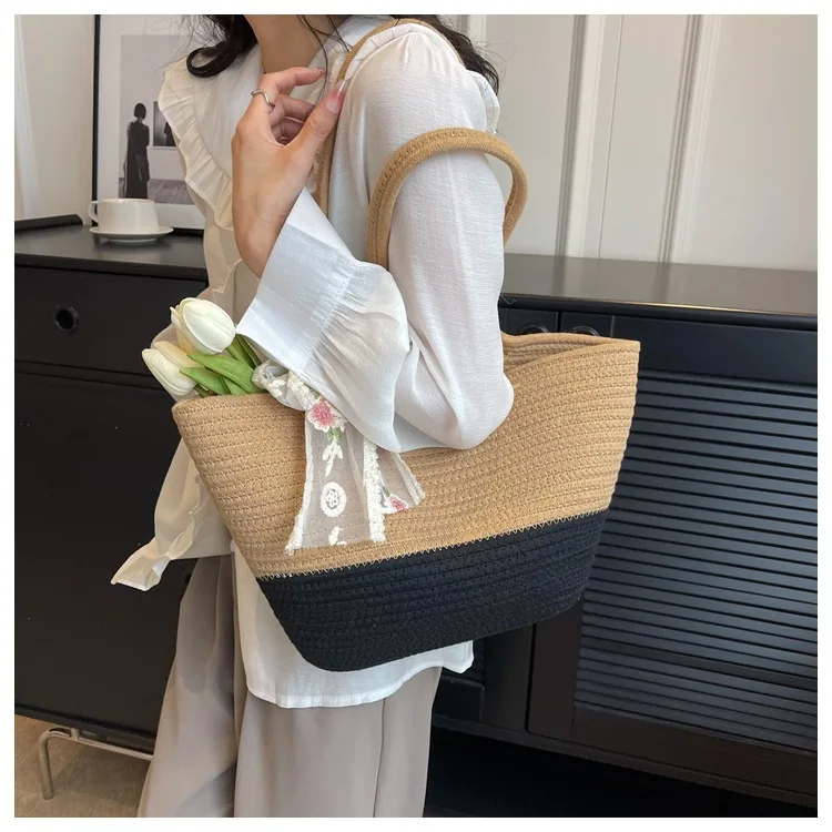 

Woven Bag Multi-purpose Crossbody Bag Women, Single-Shoulder Tote, Beach Bag, Large Capacity for Women's Beach Holidays