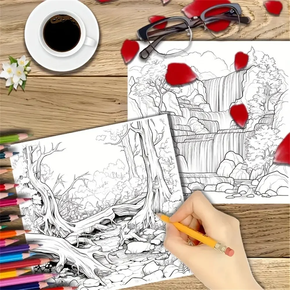 1pc Art Coloring Book 22 Page Coloring Books Gift For Birthday Party Relieve Stress Kill Time Graffiti Painting Drawing Art Book