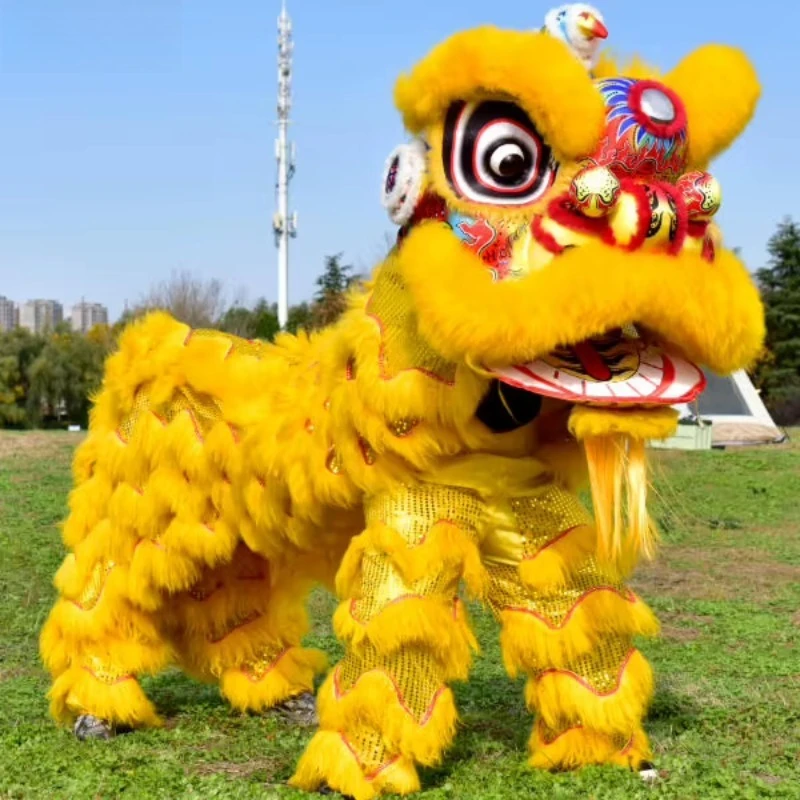 Authentic Chinese Lion Dance Costume Handcrafted Realistic Twin Lion Performance Outfit