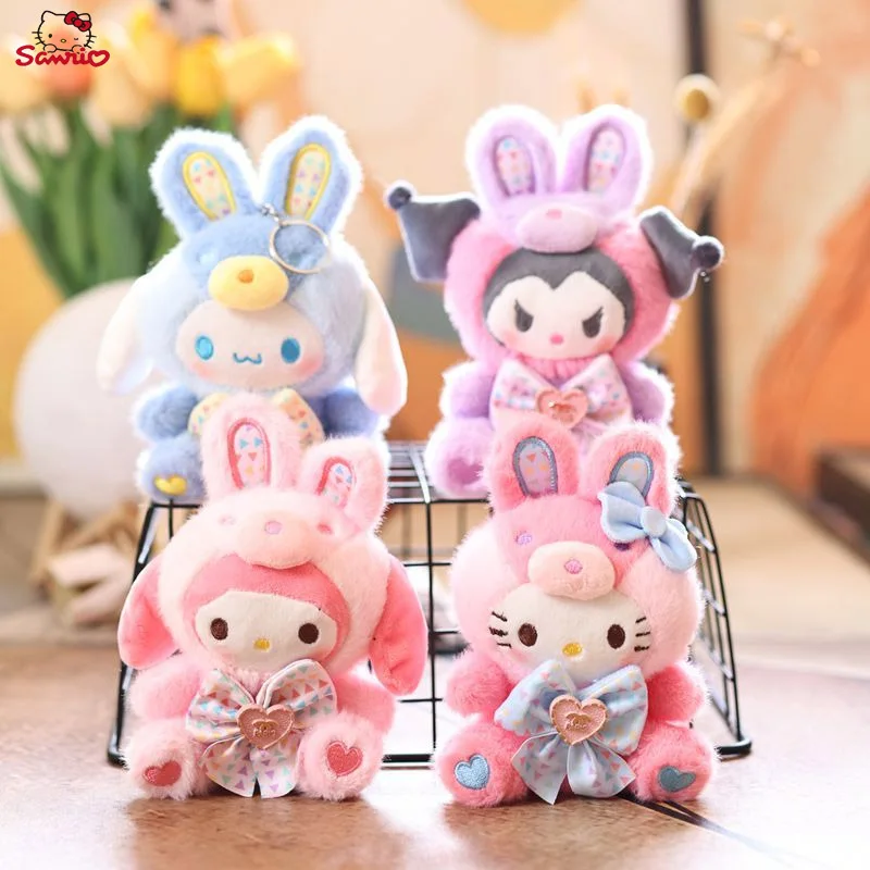 

Sanrio Hello Kitty 14 см плюшевые игрушки Kuromi Melody Cinnamoroll фигурки брелок эльф кролик детская серия кукла сумка кулон подарки