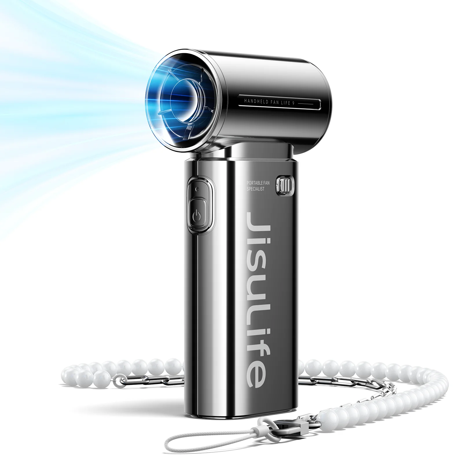 JISULIFE Life 9 Electroplate Plus Portable Handheld Turbo Fan – 5000mAh High-Performance Strong Wind, Fashionable Cooling Fan