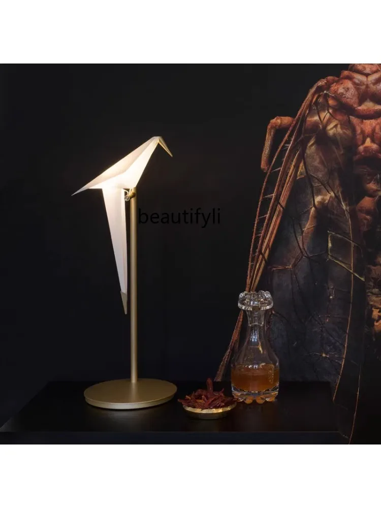 Dutch Modern Minimalist Living Room Bedroom Bedside Decoration Atmosphere Paper Crane Bird Table Lamp