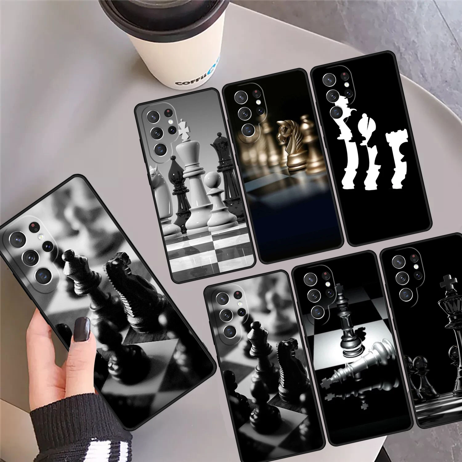 Chess Pieces Phone Case Cover Coque For Samsung Galaxy S24 Ultra 23 S22 Plus S21 FE S20 S8 S9 S10 Note 10 Pro Note 20 Ultra