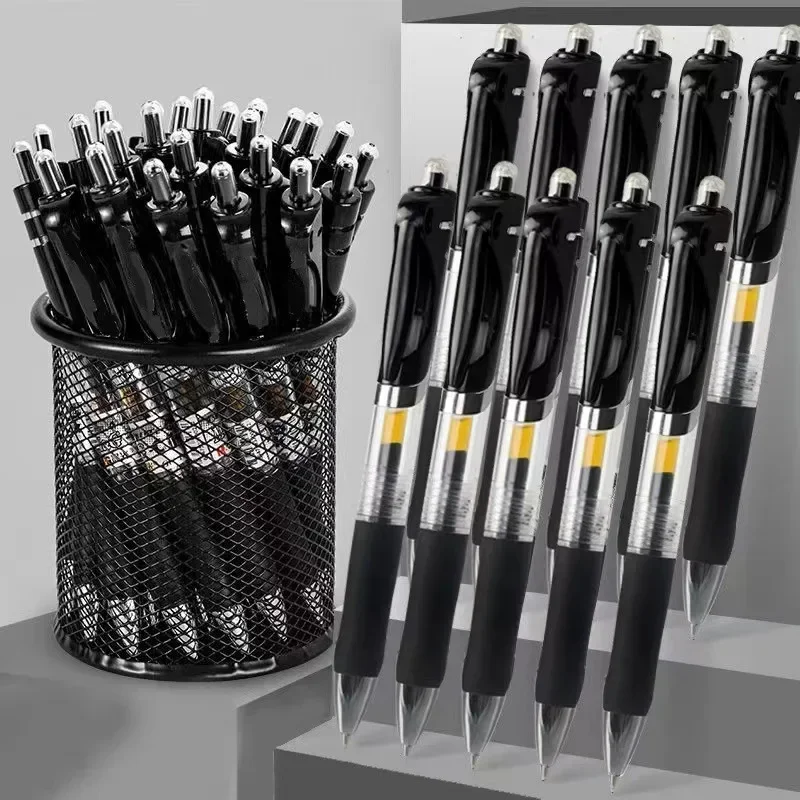 55/100 Uds. Bolígrafo de Gel a presión, bolígrafos para firma, recarga de prensa, bolígrafo azul, negro y rojo, bolígrafo de Gel con punta de bala, suministros escolares y de oficina, papelería