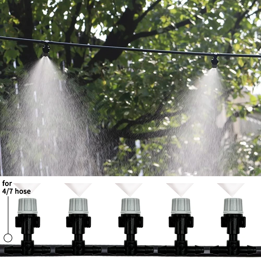 10-20M automatyczny system nawadniania nawadniania przenośne dysze mgłowe do zamgławiania głowica natryskowa węża ogrodowego z trójnikiem 4/7mm do