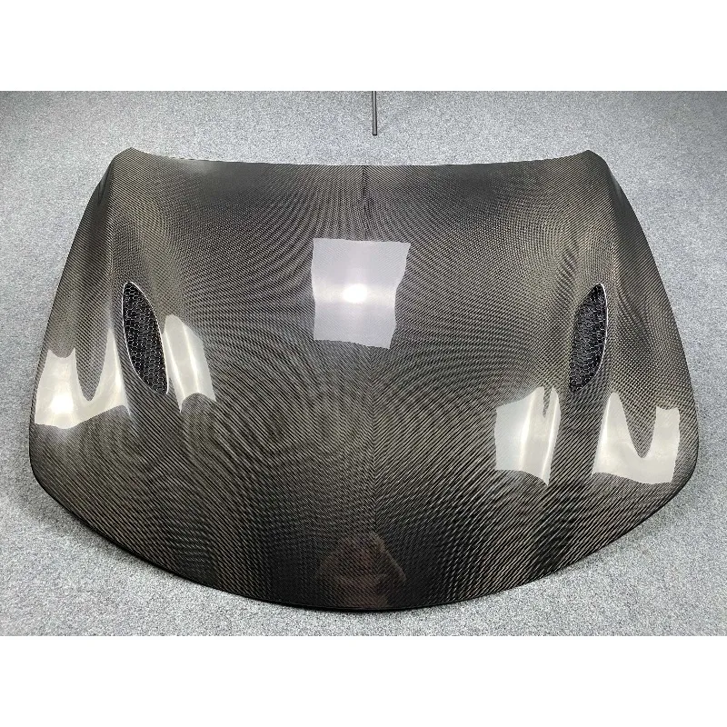 Quadrifoglio Style Dry Carbon Fiber Engine Hood with Transparent Window LYH