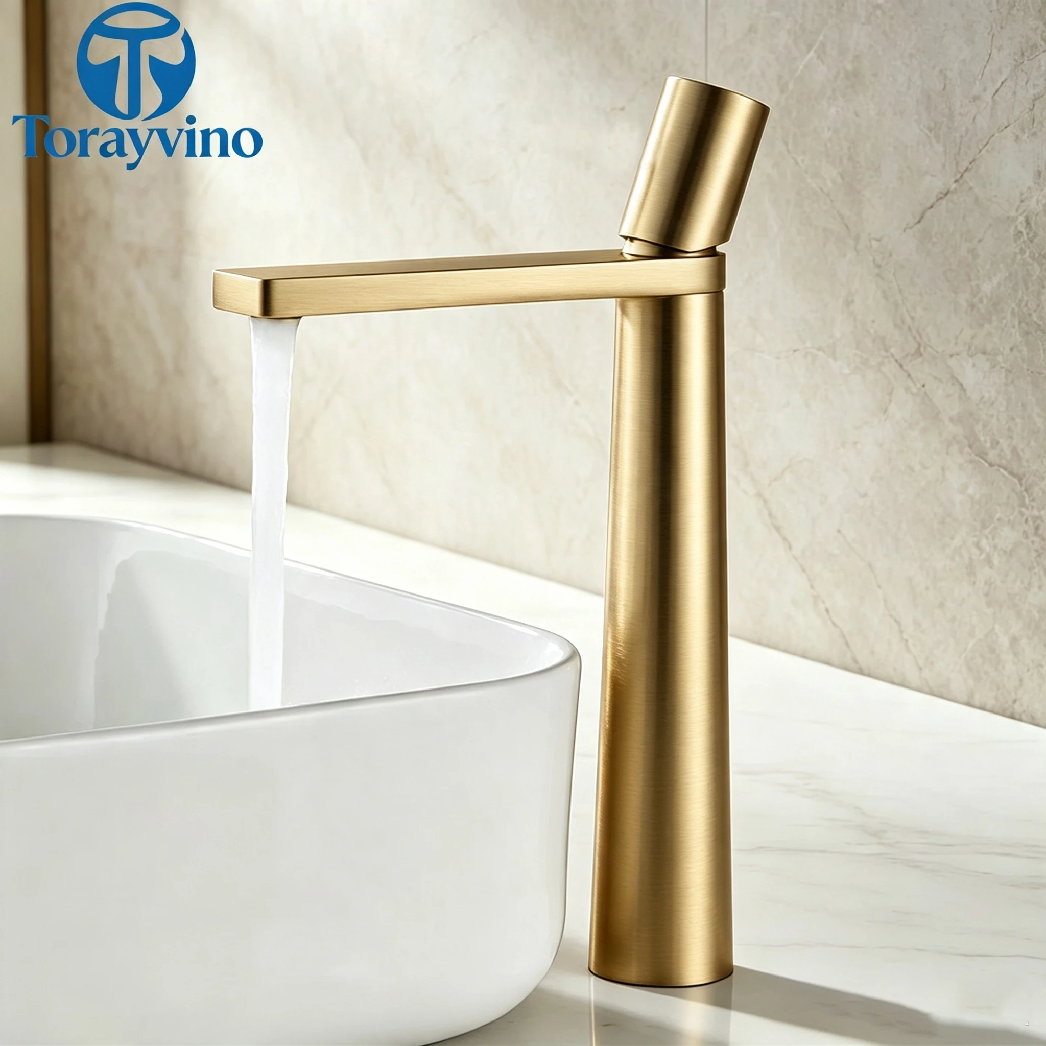 Torayvino Minimalism Bathroom Basin Faucet Black Brass Vessel Sink Single Handle Hot Water Mixer Taps Washbasin Gold Faucets