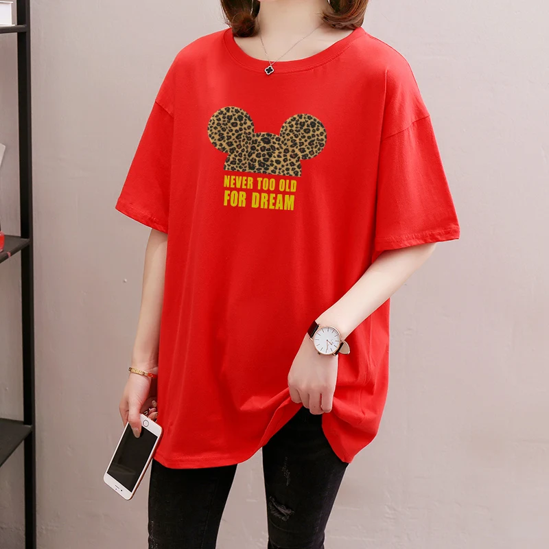 

Свободная женская хлопковая футболка ort Sve средней длины с фирменным именем Tagl, большие размеры, корейский круглый летний топ