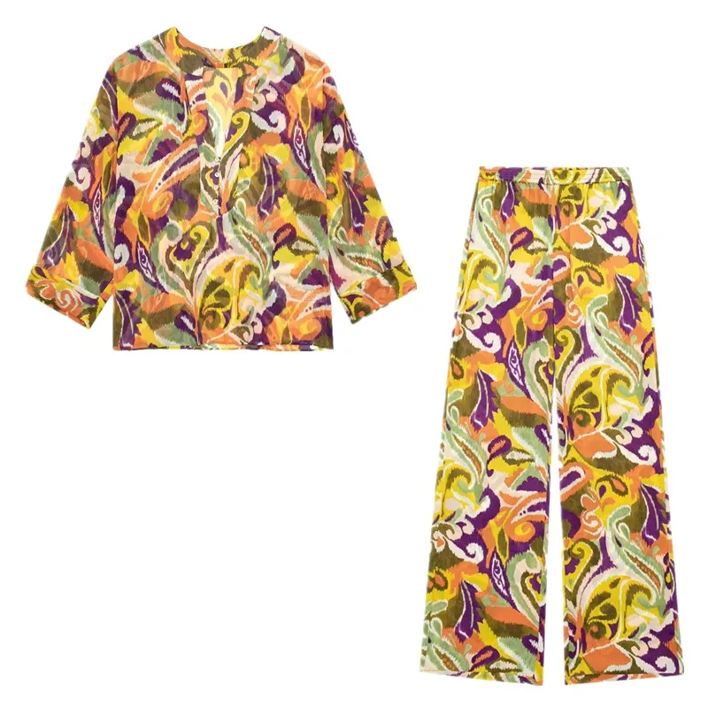 2023 春のファッショントレンドレディースデザインセンス花柄シャツポリエステル素材スタイリッシュなアンサンブル女性用