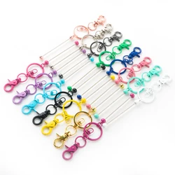 10/50/100Pcs Metal Beaded Keyring Bead Keychain Lobster Claw Clasp Keychain DIY Car Key Chain Bag Backpack Decor Pendent
