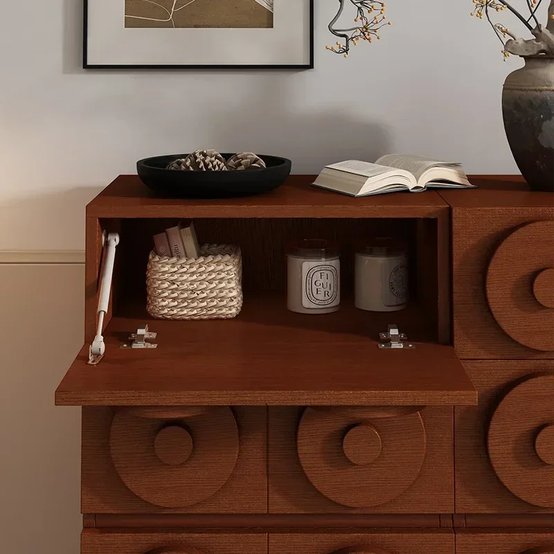 retro solid wood card door cabinet, simple combination side cabinet, household solid wood bedside storage cabinet 5