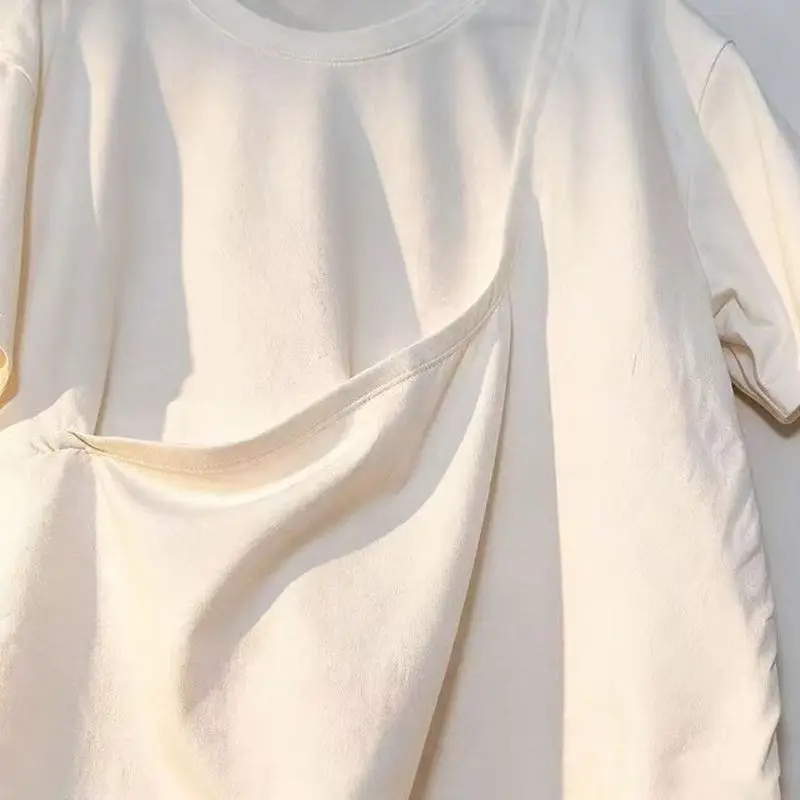 Unisex Loose Short Sleeve T Shirt Casual Kangaroo Pocket Tee Oversized Top With Big Pockets Comfy Daily Wear Pullover Blouse