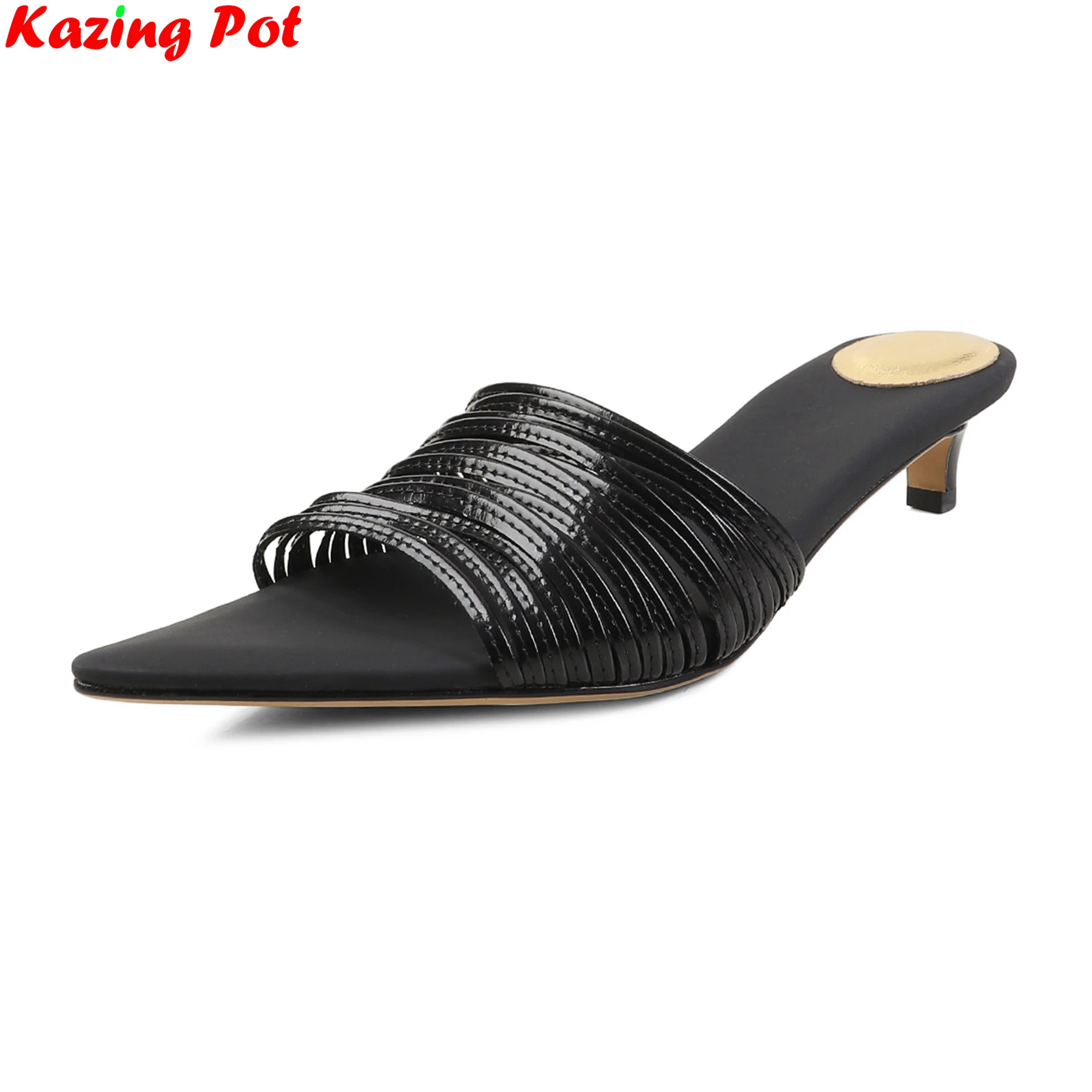 

Vichelo, хит продаж, большие размеры, кошачья кожа, на среднем каблуке, лаконичные сабо с открытой пяткой, летние сандалии для свиданий, элегантные женские тапочки для отпуска