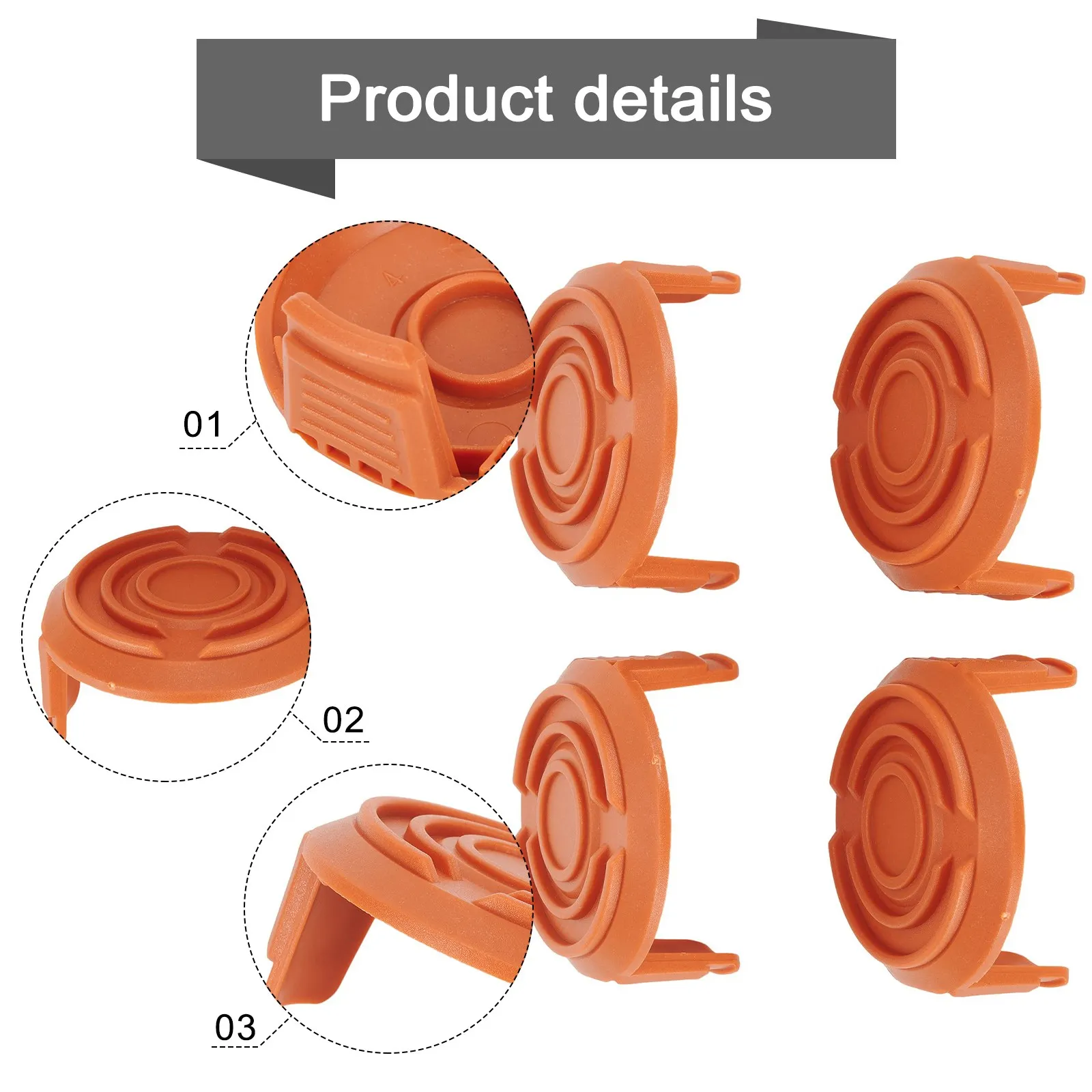 

Orange Plastic Protection for Your String Trimmer Spool 4pcs Spool Cap Covers for WORX WG150 WG151 WG152 WG153 WG154
