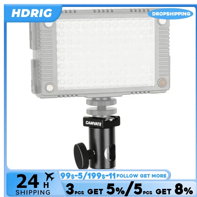 HDRIG cabezal de soporte de luz con adaptador de montaje de zapata fría, se conecta para Monitor, soporte de luz Led, soporte de cámara, accesorios de foto y Video