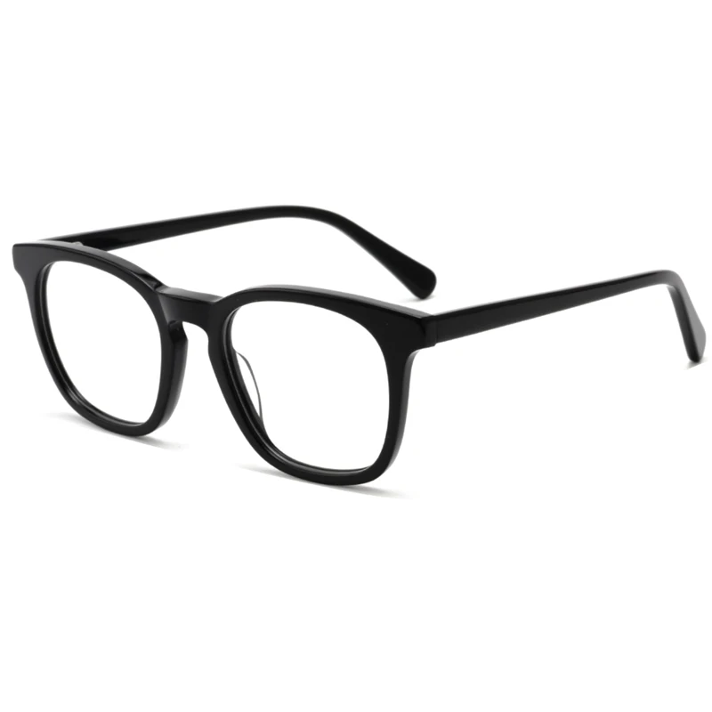 

Fast Shipment Unisex Classic Design Shiny Black Acetate Eyewear Optical Frame With Demo Lens
