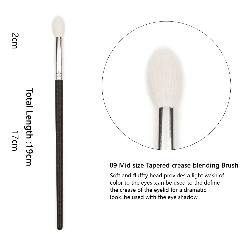 SHINEDO 2 Pcs Pencil Goat Horse Hair Tapered Crease Blending Brush Flat Horse Eyeshadow Make Up Cosmetic Kit Maquiagem