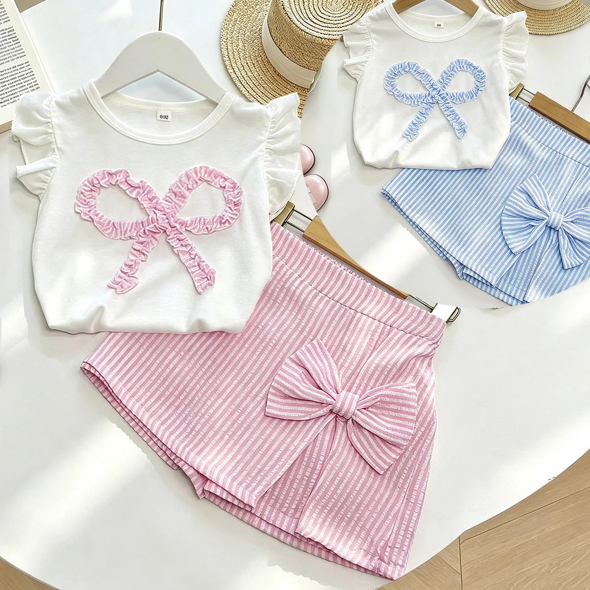 Girls Clothes Sets Summer Children Cotton Cute T-shirts Skirt Short Pants 2pcs Princess Suit For Baby Shorts Outfit Kids Costume