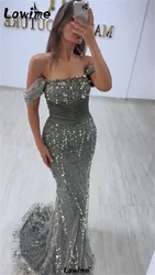 Aso Ebi Beads Sequin Shiny Mermaid Prom Dress Long Evening Formal Party Birthday Engagement Gowns Dresses Robe De Soiree 2024