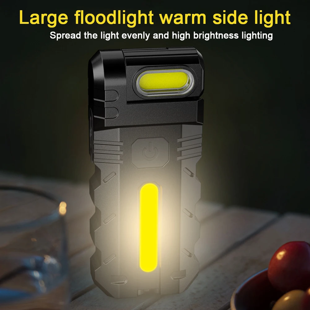 Magnetic LED Flashlight Mini Flashlight 180 Degree Rotating Head EDC Pocket Flashlight Portable Work Light for Outdoor Emergency