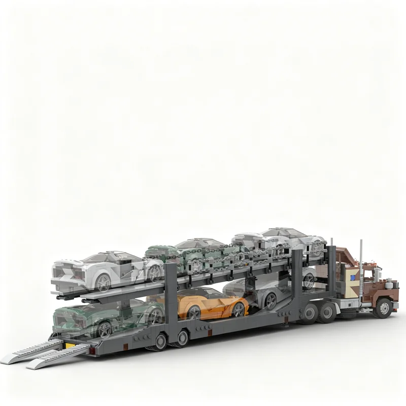 ตัวต่อรถบรรทุกขนส่ง MOC 932 ชิ้น ชุด City Champions ของเล่นตัวต่อสร้างสรรค์ ไอเดียของขวัญคริสต์มาส ของเล่นเสริมพัฒนาการ