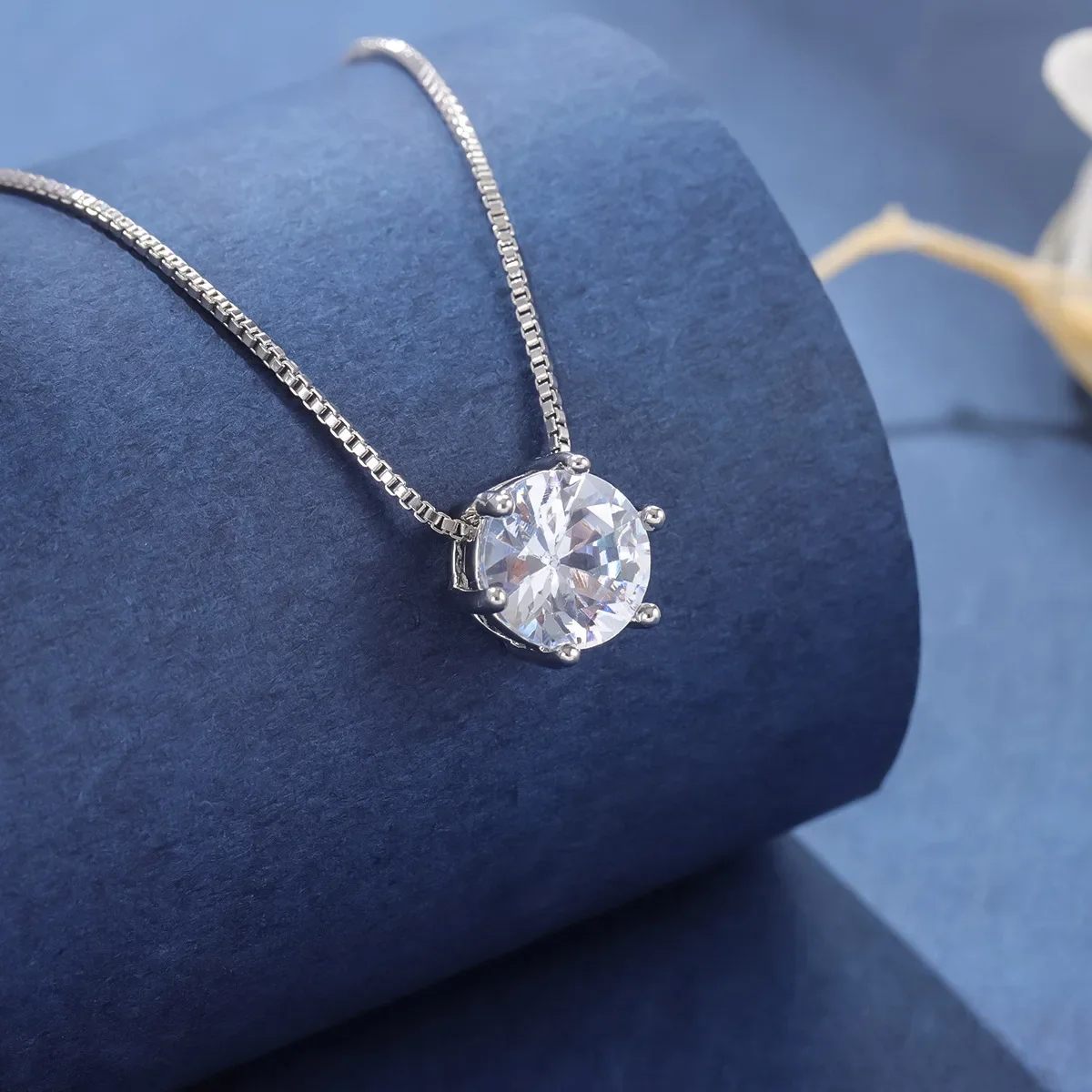 

New Simple Single Crystal Clavicle Chain 925 Sterling Silver Pendant Necklaces XL025