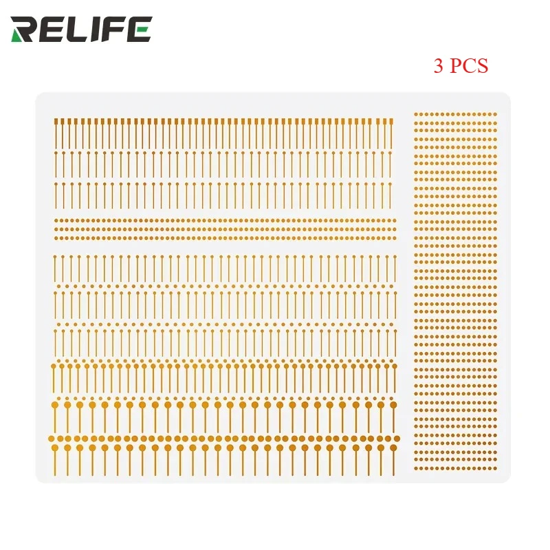 RELIFE RL-007GA 1400 Punkte Lötpad-Blatt Hochleitfähiges Anti-Bruch-Lötplättchen für Handy-PCB-Schaltkreis-Reparatur