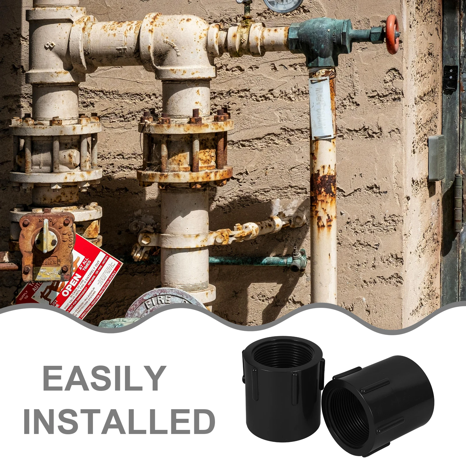 

2 Pcs 50mmX1.5 Inch PVC Inner Thread Pipe Fittings Durable Valve Joint for Water Pipelines Drainage Accessories