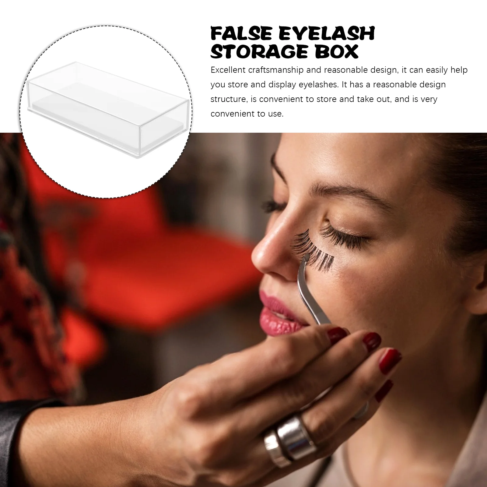 

Acrylic Eyelash Organizer False Lash Storage Box Clear Makeup Case Portable Organizer Display Container