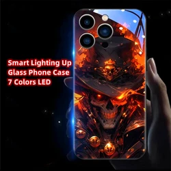 Skeleton Anime Sound Control LED Flash Case Luminous Glass Cover dla Samsung S25 S24 S23 S22 S21 S20 FE Note 10 20 Plus Ultra