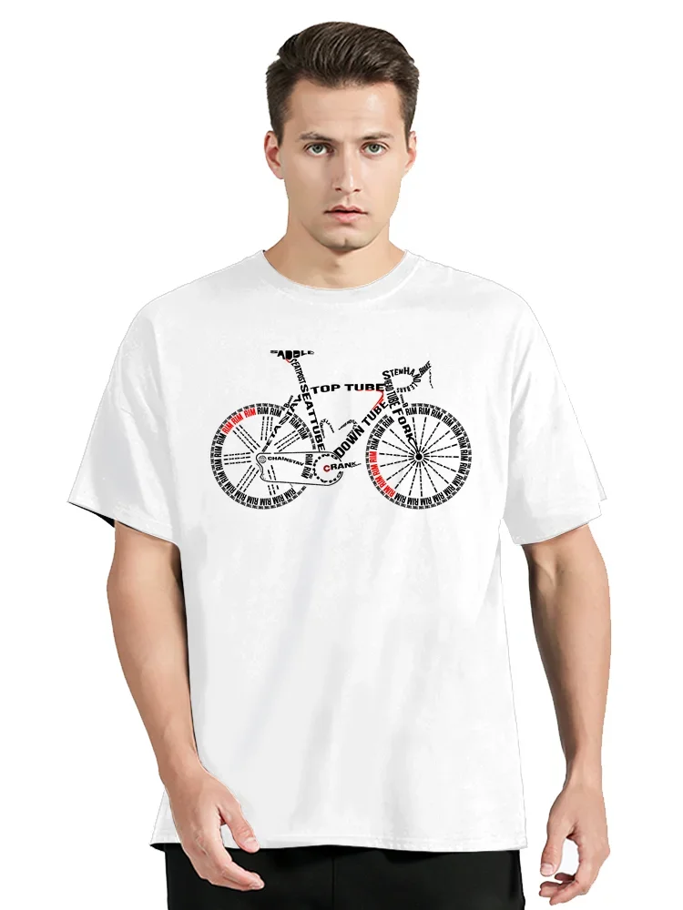 Anatomy Of A Bike Letter Design T-Shirt New Summer O-Neck Men's Cotton Clothing Bicycle Oversized Tshirt  Casual Tees Mtb Tops